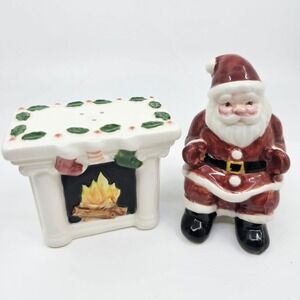 Vintage Mary Ann Baker Otagiri Fireplace Santa Salt & Pepper Shaker Japan 3.5"